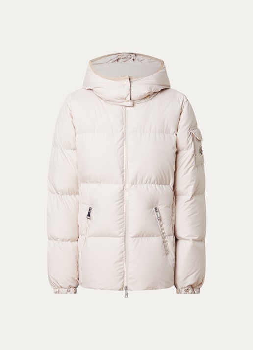 Moncler Fourmines puffer jack met donsvulling en ritszakken - voorkant 5 creme