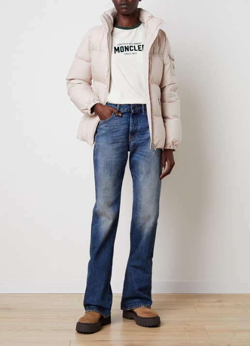 Moncler Fourmines puffer jack met donsvulling en ritszakken - voorkant 6 creme