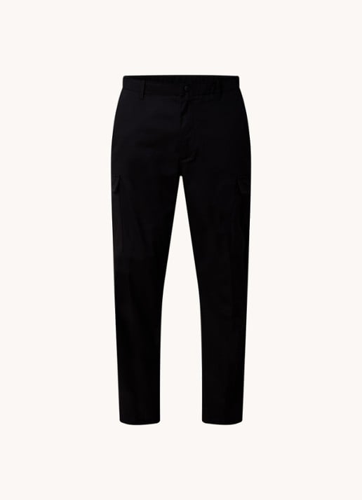 Moncler Gabardine tapered fit cargobroek met logo - voorkant 5 zwart