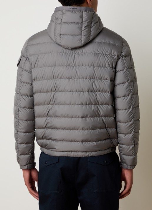 Moncler Galion gewatteerd jack met donsvulling en capuchon - achterkant grijs