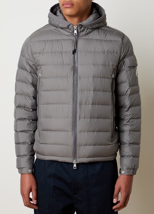 Moncler Galion gewatteerd jack met donsvulling en capuchon - detail 4 grijs