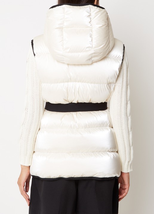 Moncler Gewatteerde bodywarmer met donsvulling en glanzende finish - achterkant creme