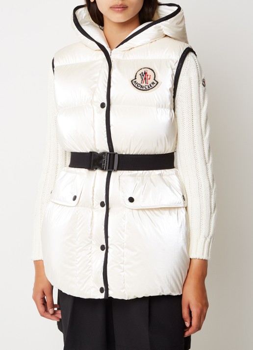 Moncler Gewatteerde bodywarmer met donsvulling en glanzende finish - detail 4 creme