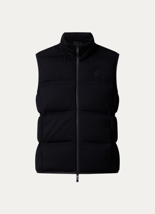 Moncler Gewatteerde bodywarmer met donsvulling en logo - voorkant 5 zwart