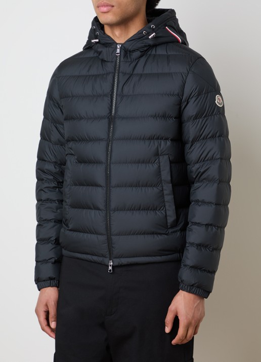 Moncler Gewatteerde jas met donsvulling en capuchon - detail zwart