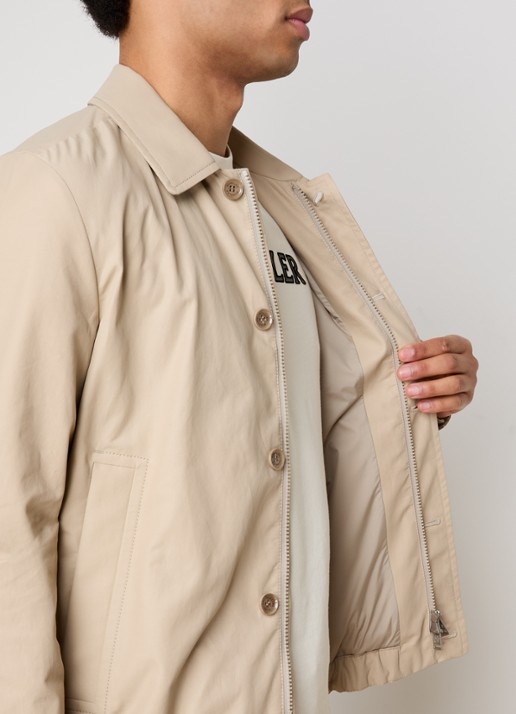 Moncler Gilben jack met ritszakken en logo - detail 5 beige