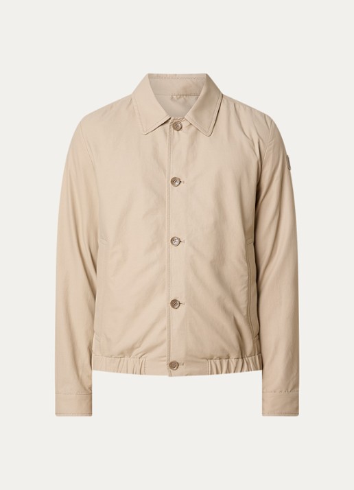 Moncler Gilben jack met ritszakken en logo - voorkant beige
