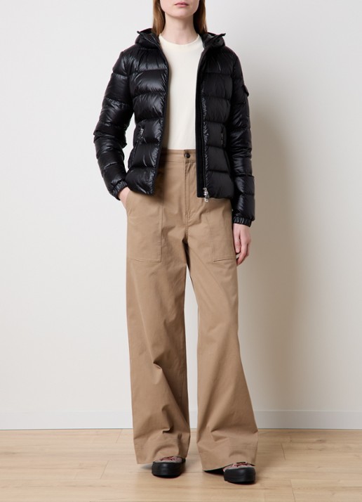 Moncler Gles gewatteerd jack met donsvulling en capuchon - voorkant 3 zwart