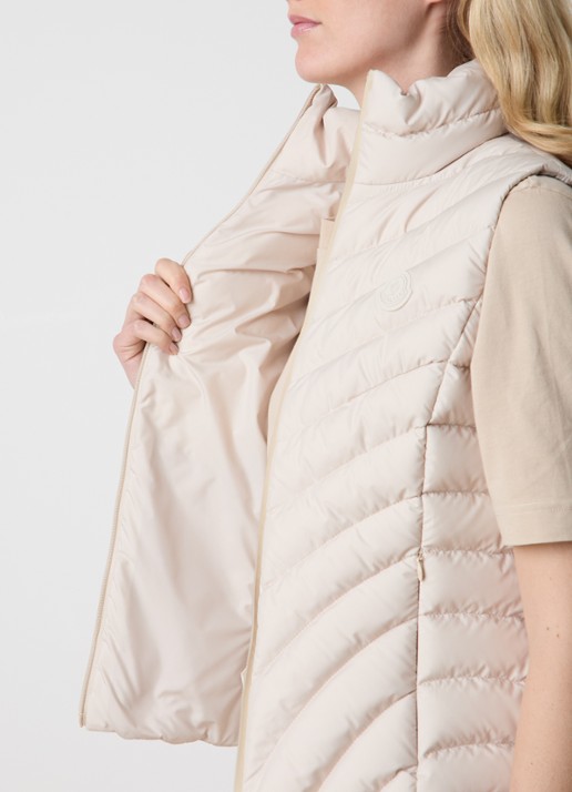 Moncler Granes gewatteerde bodywarmer met donsvulling en ritszakken - detail 4 creme