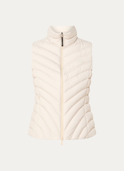 Moncler Granes gewatteerde bodywarmer met donsvulling en ritszakken - voorkant creme