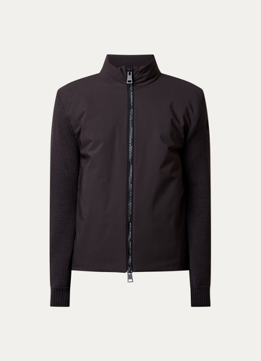 Moncler Grofgebreid vest van scheerwol met gewatteerd voorpand - voorkant 4 donkerbruin