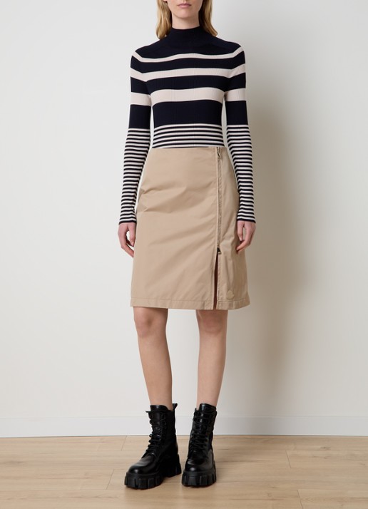 Moncler Grofgebreide coltrui van scheerwol met streepprint - voorkant 5 donkerblauw