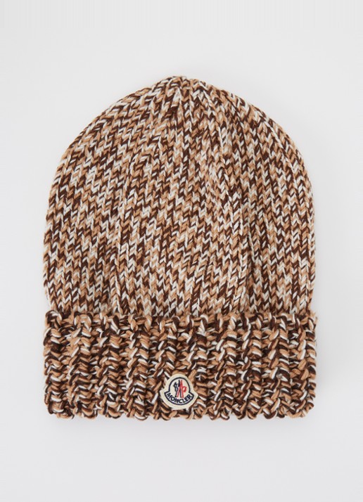 Moncler Grofgebreide muts van wol met gemêleerd dessin