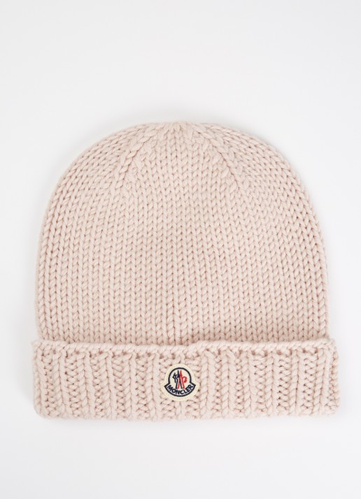 Moncler Grofgebreide muts van wol met logo