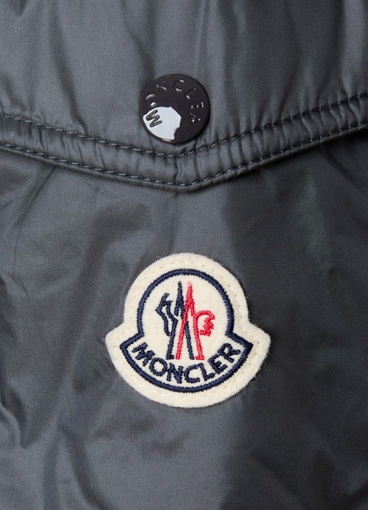 Moncler Grofgebreide trui in scheerwolblend met logo - detail 3 grijs