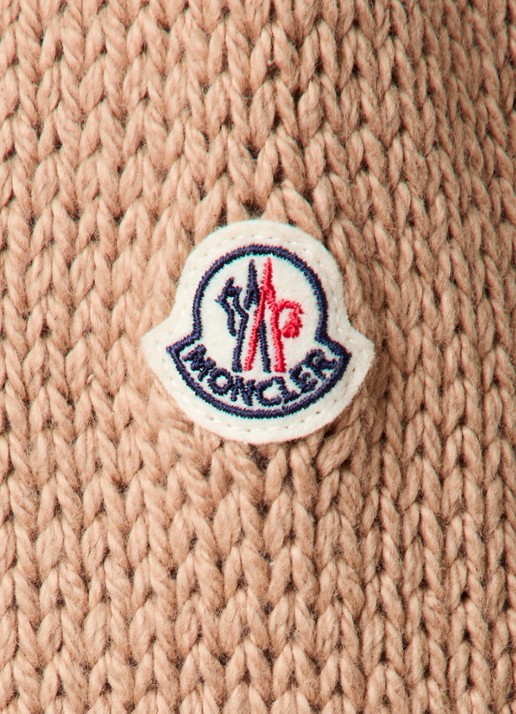 Moncler Grofgebreide trui met ingebreid logo - detail 2 camel