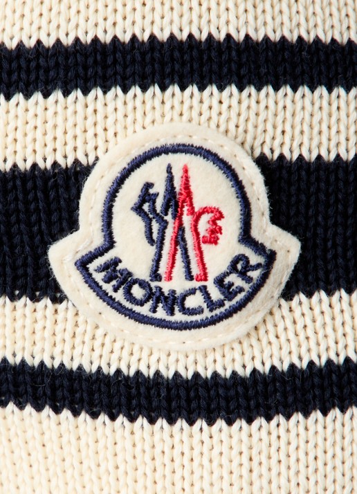 Moncler Grofgebreide trui met logoborduring - detail 2 donkerblauw