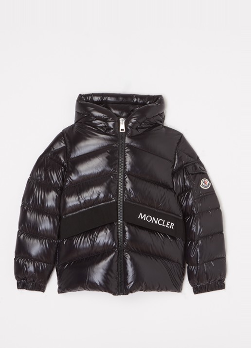 Moncler Groseiller puffer jack met donsvulling en capuchon - voorkant zwart