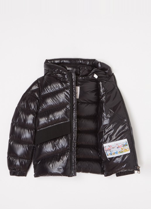 Moncler Groseiller puffer jack met donsvulling en capuchon - voorkant 2 zwart
