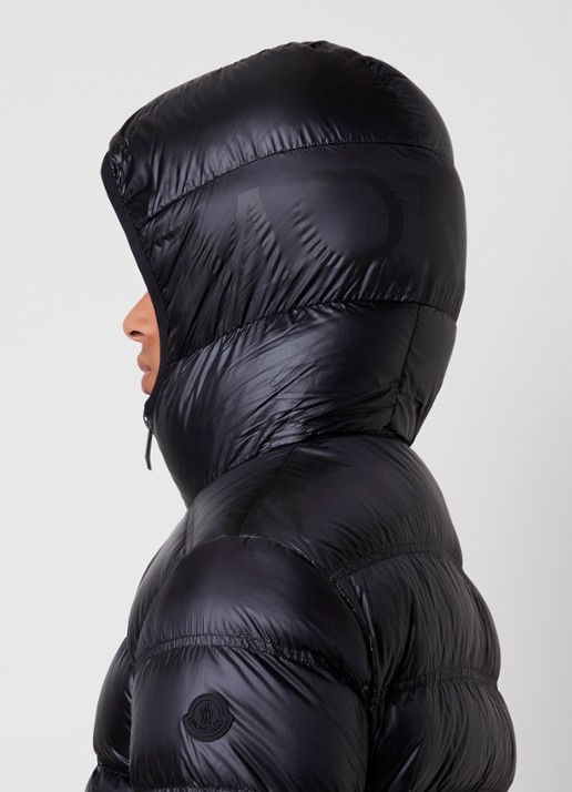 Moncler Guadiana puffer jack met donsvulling en capuchon - detail 5 zwart