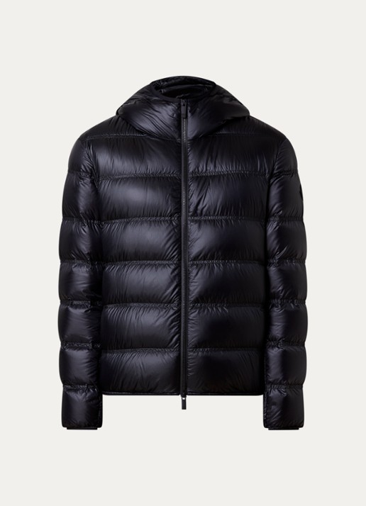 Moncler Guadiana puffer jack met donsvulling en capuchon - voorkant zwart