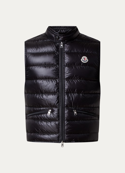 Moncler Gui gewatteerde bodywarmer met donsvulling en logo - voorkant 5 zwart