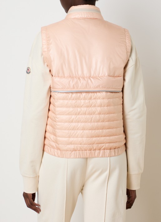 Moncler Gumiane gewatteerde bodywarmer met donsvulling en logo - achterkant zalmroze
