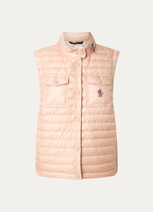 Moncler Gumiane gewatteerde bodywarmer met donsvulling en logo - voorkant 5 zalmroze