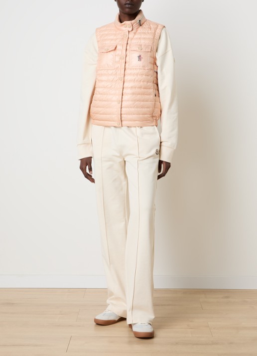 Moncler Gumiane gewatteerde bodywarmer met donsvulling en logo - voorkant 6 zalmroze