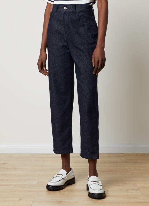 Moncler High waist cropped straight leg jeans met donkere wassing