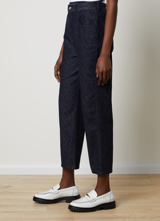 Moncler High waist cropped straight leg jeans met donkere wassing - detail 5 indigo