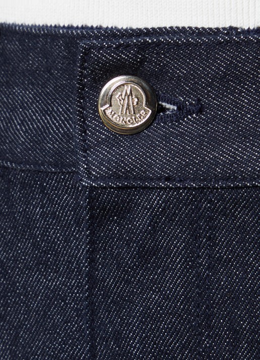Moncler High waist cropped straight leg jeans met donkere wassing - detail 6 indigo