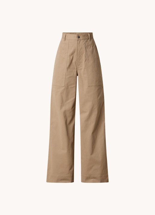 Moncler High waist loose fit chino met steekzakken - voorkant zand