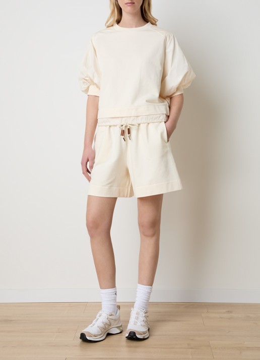 Moncler High waist loose fit korte broek met steekzakken - voorkant 3 creme
