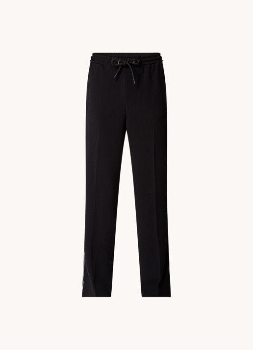 Moncler High waist loose fit trackpants met logoband - voorkant 2 zwart