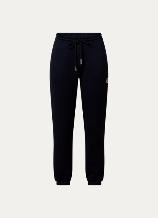 Moncler High waist tapered fit joggingbroek met logo - voorkant donkerblauw