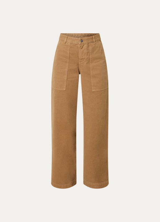 Moncler High waist wide fit broek met steekzakken - voorkant bruin