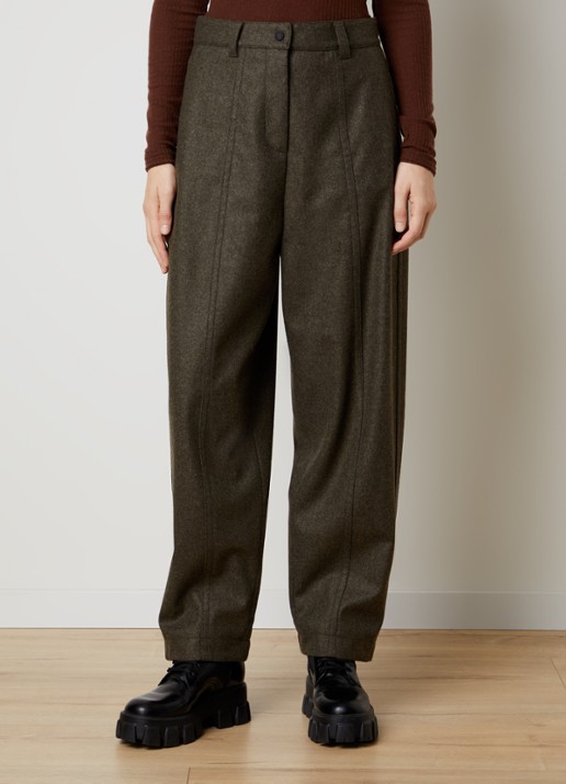 Moncler High waist wide fit broek van wol met steekzakken