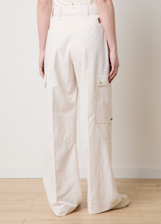 Moncler High waist wide fit cargobroek met logoborduring - achterkant 4 creme