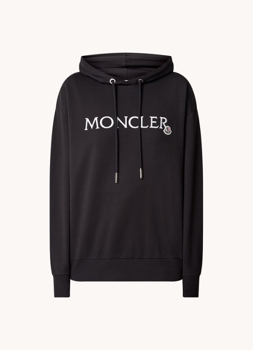 Moncler Hoodie met logoborduring - voorkant 5 zwart