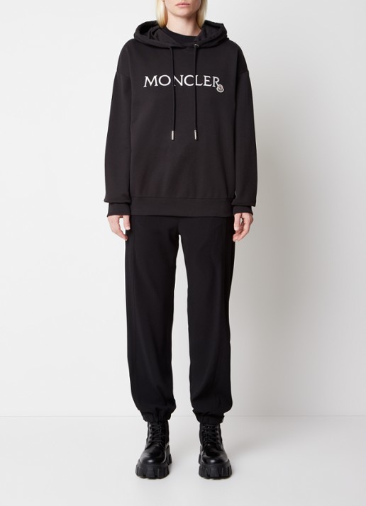 Moncler Hoodie met logoborduring - voorkant 6 zwart