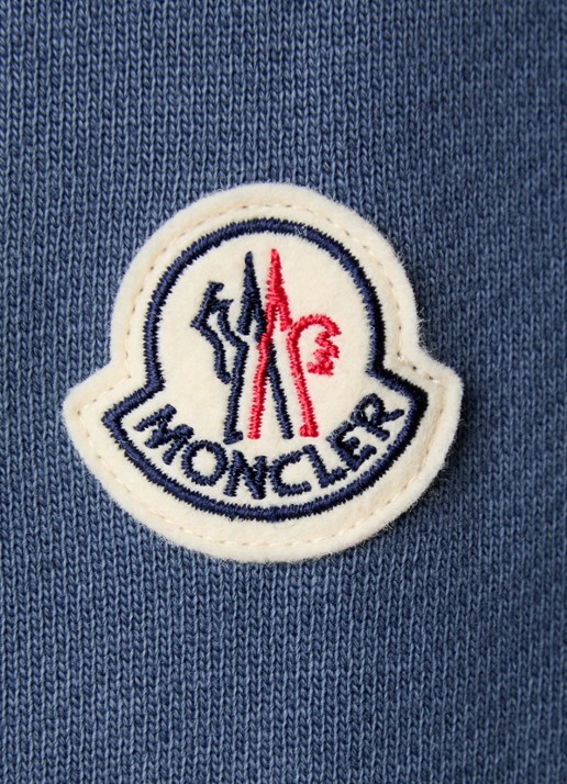 Moncler Hoodie met logoprint en kangeroezak - detail 4 staalblauw