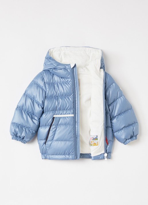 Moncler Icarus puffer jack met donsvulling - voorkant 3 staalblauw