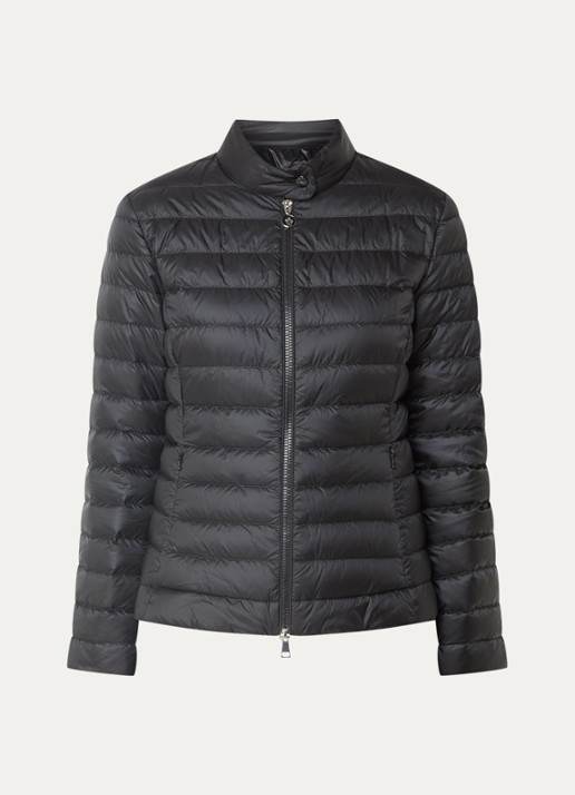 Moncler Igelle gewatteerd jack met donsvulling en logoborduring - voorkant 5 zwart