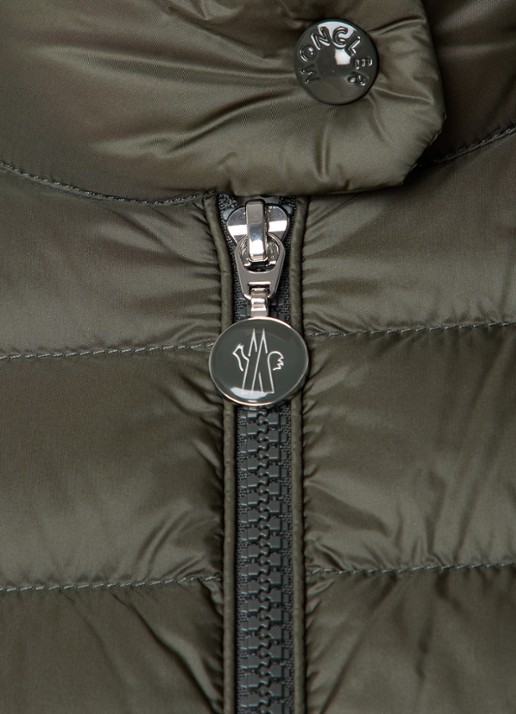Moncler Igelle gewatteerd jack met donsvulling en logoborduring - detail 6 bronsgroen
