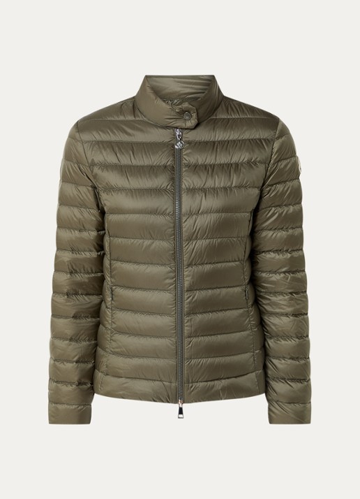 Moncler Igelle gewatteerd jack met donsvulling en logoborduring - voorkant 2 bronsgroen