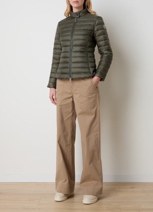 Moncler Igelle gewatteerd jack met donsvulling en logoborduring - voorkant 3 bronsgroen