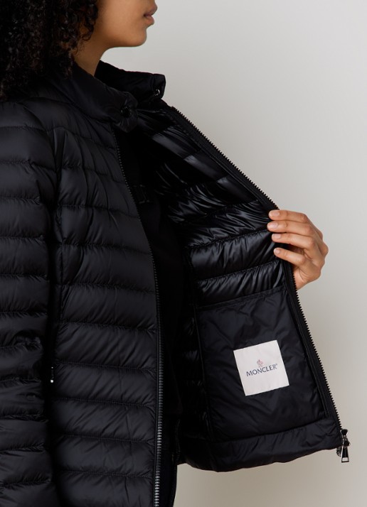 Moncler Igelle gewatteerde jas met donsvulling en logo - detail 5 zwart