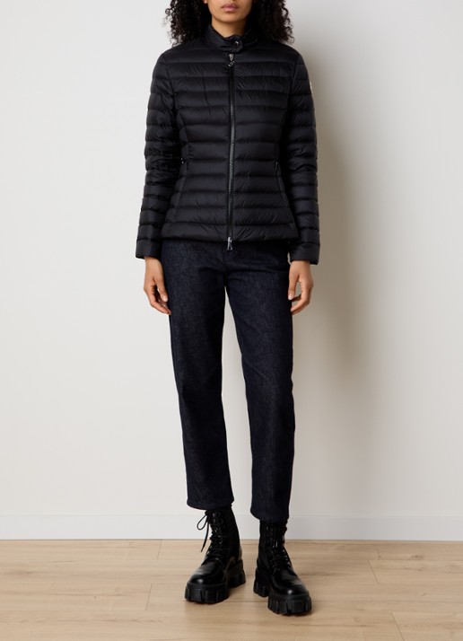 Moncler Igelle gewatteerde jas met donsvulling en logo - voorkant 3 zwart
