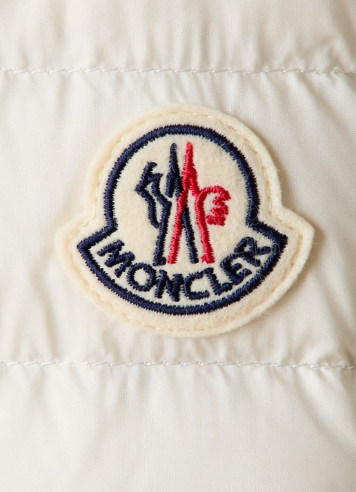 Moncler Igelle gewatteerde jas met donsvulling en logo - detail 5 gebroken wit